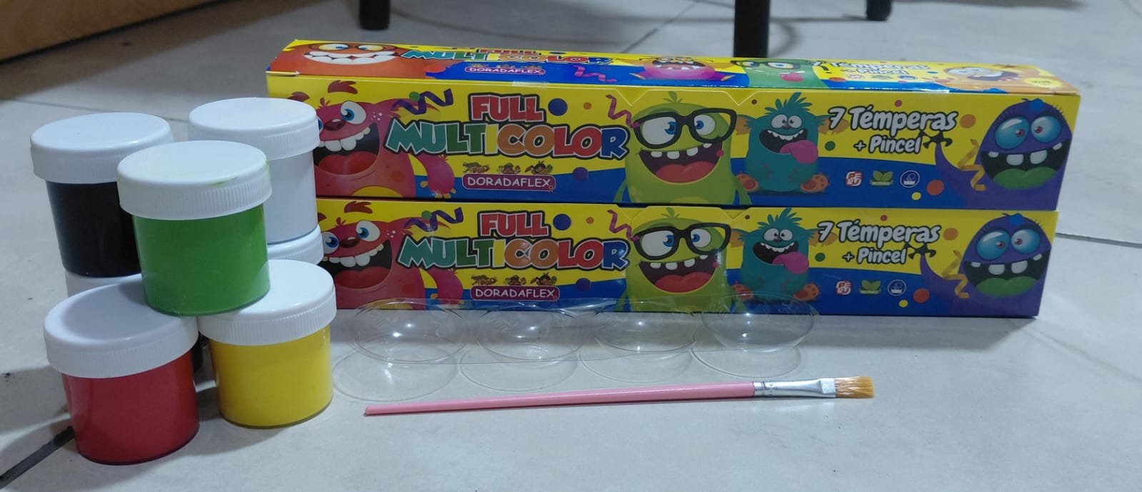 7 TEMPERAS Y PINCEL